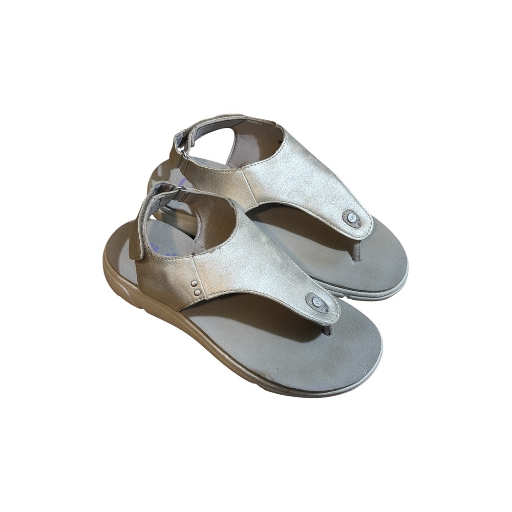 Ryka Margo Sandals Womens 6.5W Silver Metallic Thong Slingback Comfort Walking - Picture 1 of 7